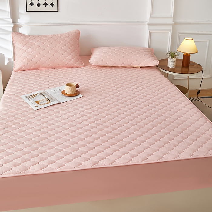 91家纺网 家纺一手货源 找家纺 三盛源 2026新款A类防水隔尿床笠单件夹棉加厚席梦思床垫保护罩防尘床单床罩床套-洛卡系列（支持小批量定制尺寸） 洛卡系列-粉豆沙