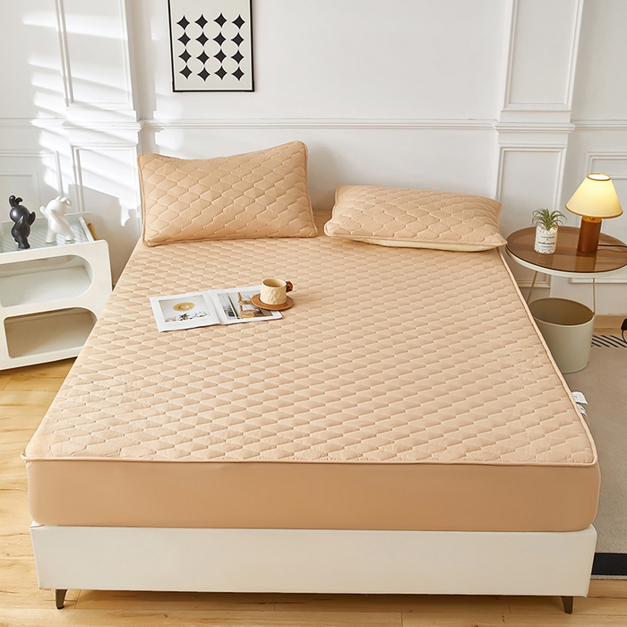 91家纺网 家纺一手货源 找家纺 三盛源 2026新款A类防水隔尿床笠单件夹棉加厚席梦思床垫保护罩防尘床单床罩床套-洛卡系列（支持小批量定制尺寸） 洛卡系列-卡其