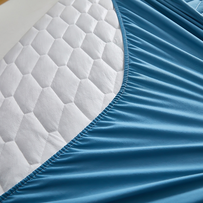 91家纺网 家纺一手货源 找家纺 三盛源 2026新款A类防水隔尿床笠单件夹棉加厚席梦思床垫保护罩防尘床单床罩床套-洛卡系列（支持小批量定制尺寸） 洛卡系列-孔雀蓝