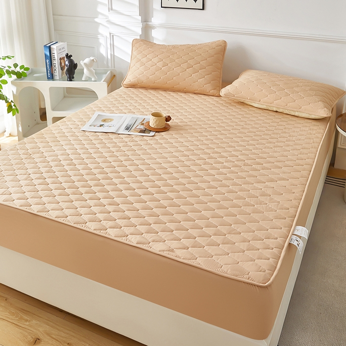 91家纺网 家纺一手货源 找家纺 三盛源 2026新款A类防水隔尿床笠单件夹棉加厚席梦思床垫保护罩防尘床单床罩床套-洛卡系列（支持小批量定制尺寸） 洛卡系列-卡其