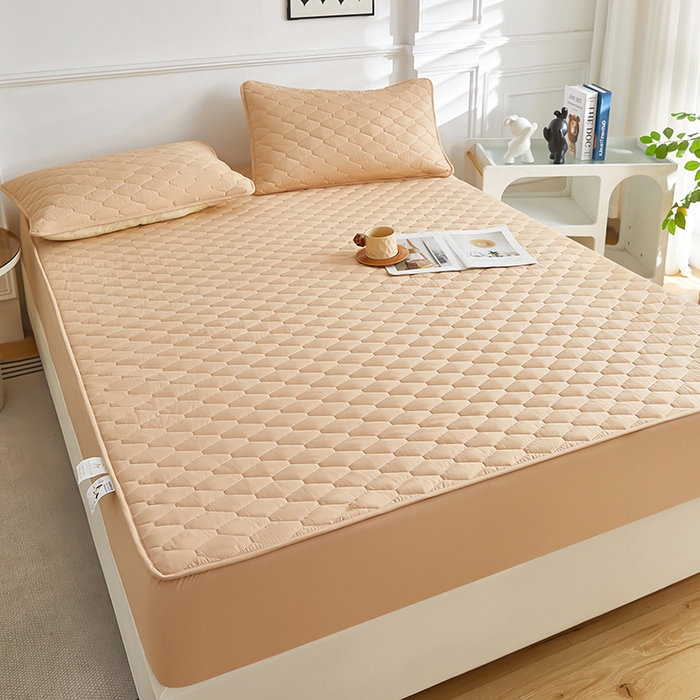 91家纺网 家纺一手货源 找家纺 三盛源 2026新款A类防水隔尿床笠单件夹棉加厚席梦思床垫保护罩防尘床单床罩床套-洛卡系列（支持小批量定制尺寸） 洛卡系列-卡其