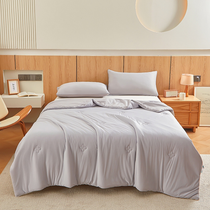 91家纺网 家纺一手货源 找家纺 悦织语 2026新款A类云母凉感丝（含氨纶）+针织棉双面可用夏凉被空调被被子被芯 山灰+中灰