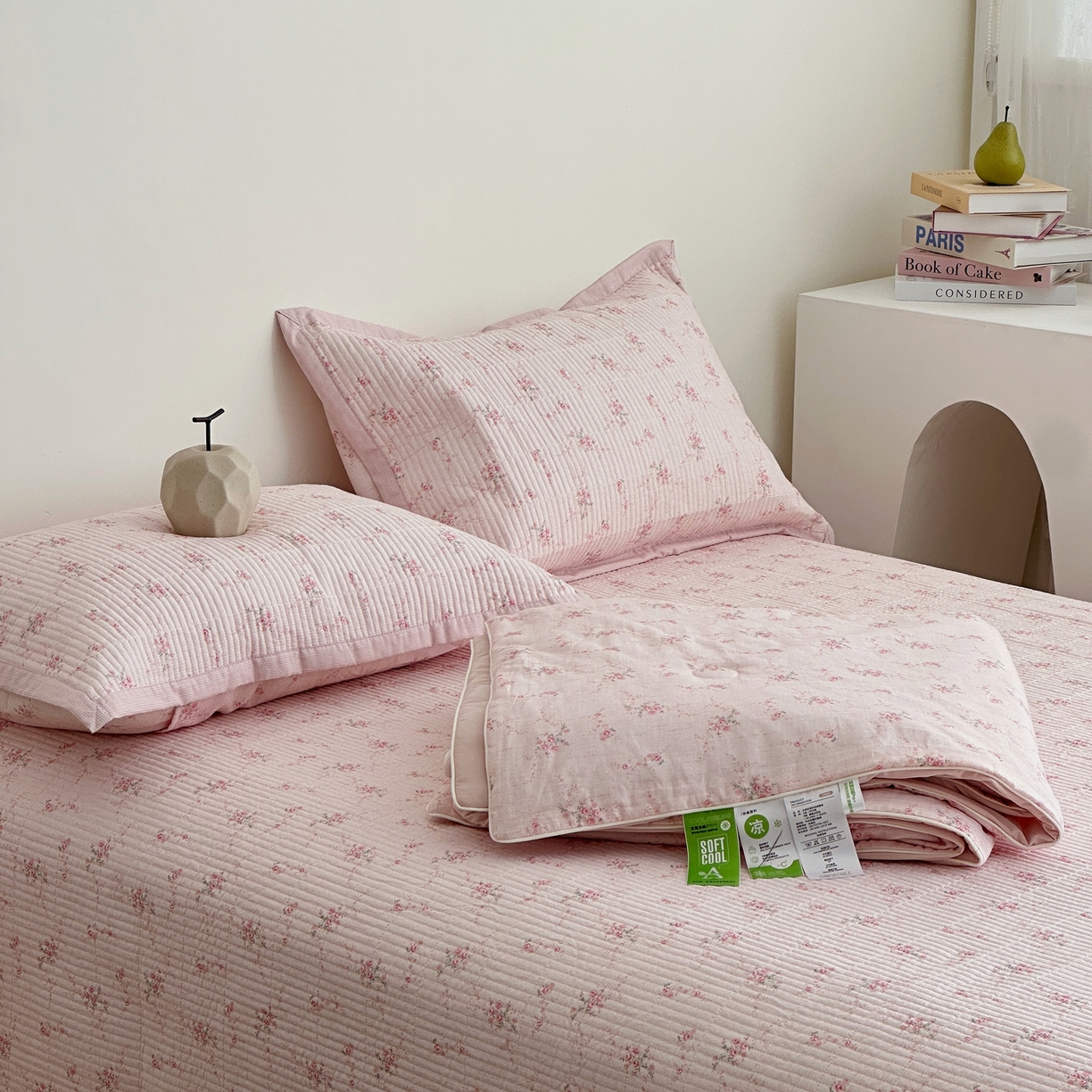 91家纺网 家纺一手货源 找家纺 佰织鑫家居 2026新款全棉双层纱床盖款锦氨夏被四件套 初夏