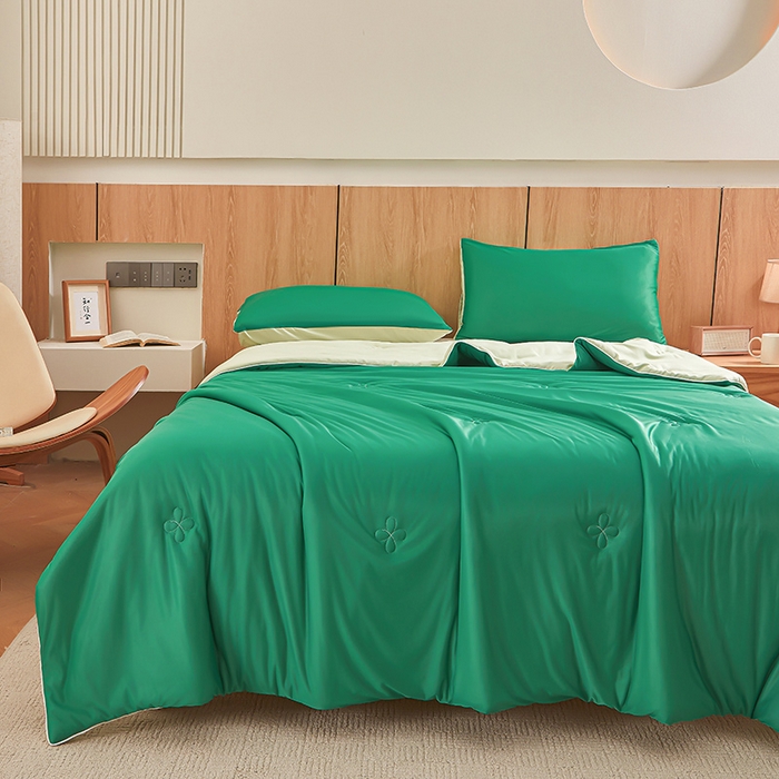 91家纺网 家纺一手货源 找家纺 悦织语 2026新款A类云母凉感丝（含氨纶）+针织棉双面可用夏凉被空调被被子被芯 西瓜绿+浅绿