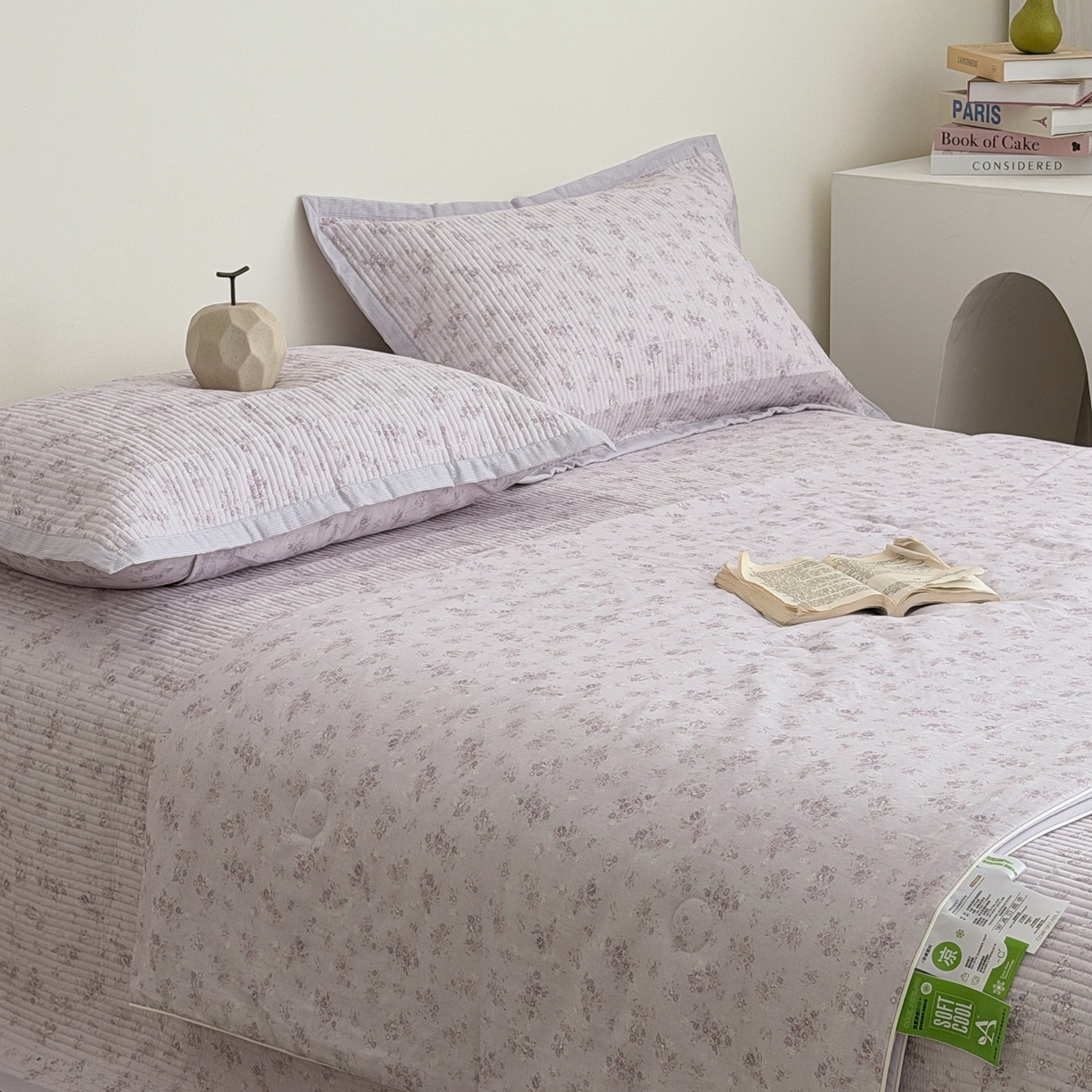 91家纺网 家纺一手货源 找家纺 佰织鑫家居 2026新款全棉双层纱床盖款锦氨夏被四件套 浅夏