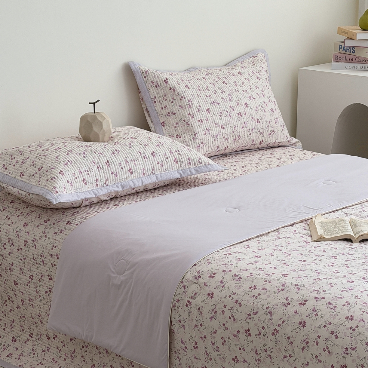 91家纺网 家纺一手货源 找家纺 佰织鑫家居 2026新款全棉双层纱床盖款锦氨夏被四件套 青禾