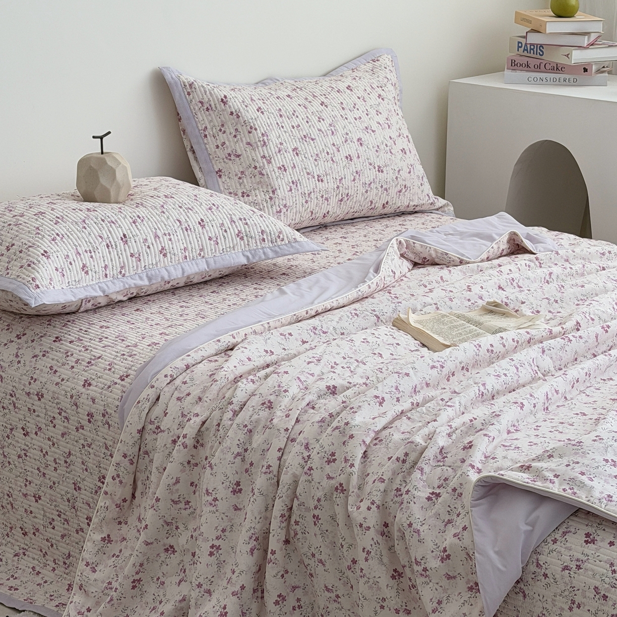 91家纺网 家纺一手货源 找家纺 佰织鑫家居 2026新款全棉双层纱床盖款锦氨夏被四件套 青禾