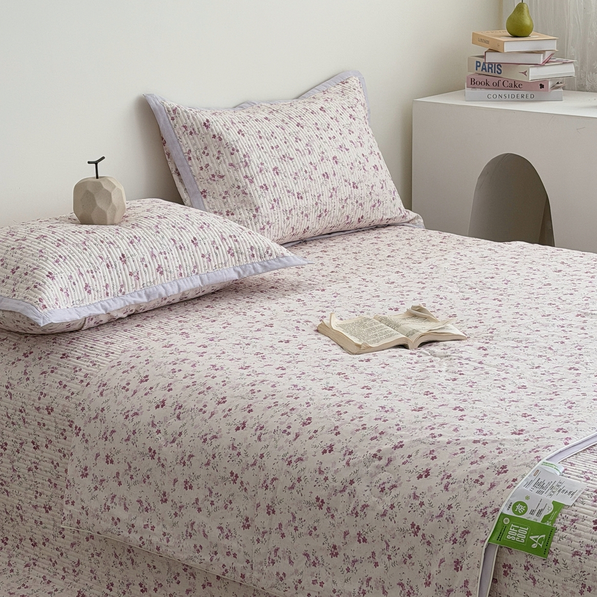 91家纺网 家纺一手货源 找家纺 佰织鑫家居 2026新款全棉双层纱床盖款锦氨夏被四件套 青禾