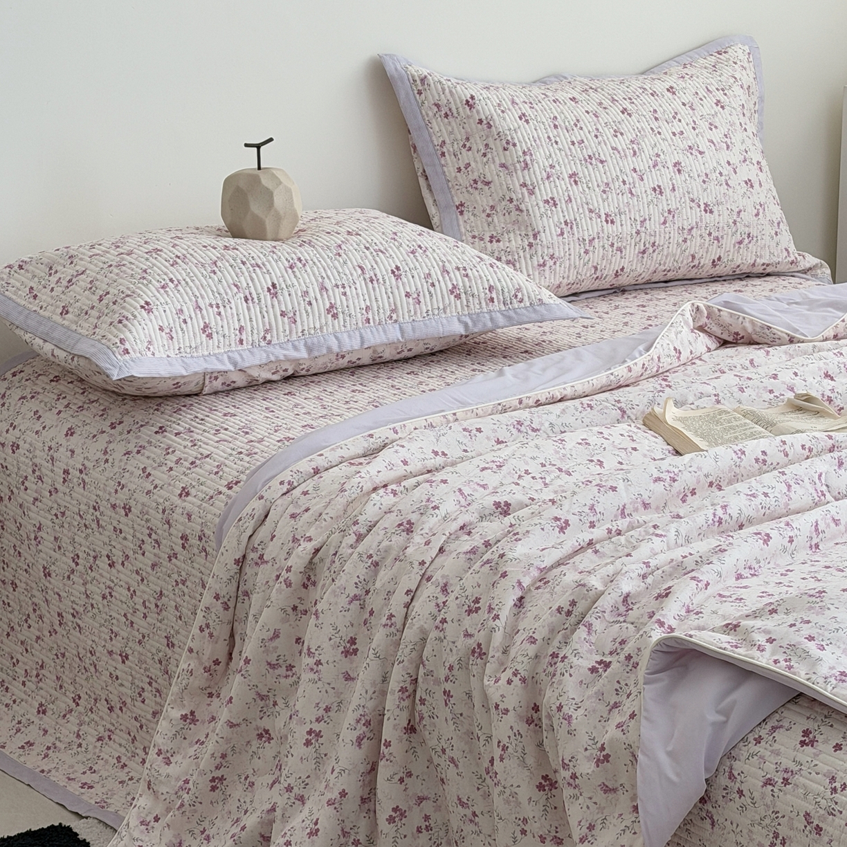 91家纺网 家纺一手货源 找家纺 佰织鑫家居 2026新款全棉双层纱床盖款锦氨夏被四件套 青禾