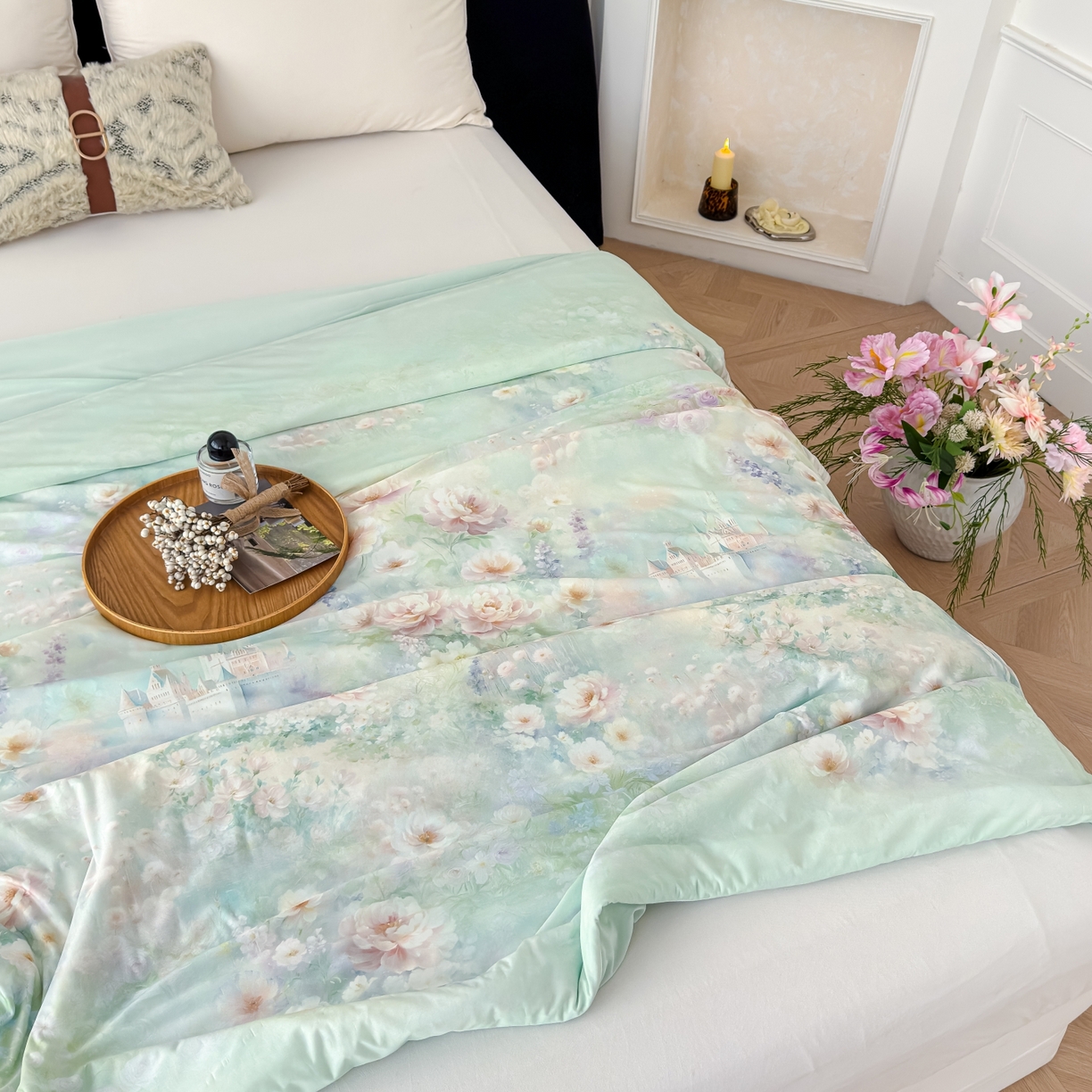 91家纺网 家纺一手货源 找家纺 圣尔雅家纺 2026春夏新款数码印花凉感丝夏被夏凉被空调被系列 如漫