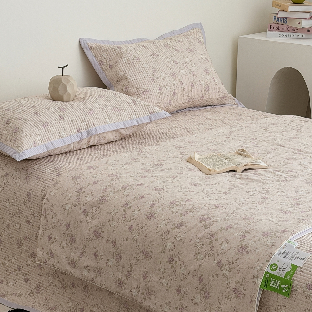 91家纺网 家纺一手货源 找家纺 佰织鑫家居 2026新款全棉双层纱床盖款锦氨夏被四件套 晚香