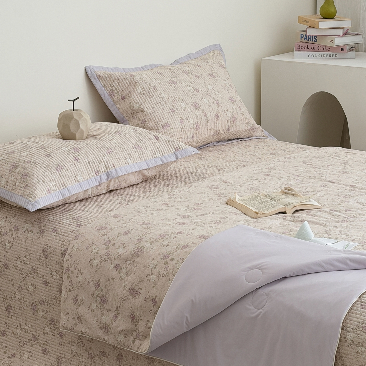 91家纺网 家纺一手货源 找家纺 佰织鑫家居 2026新款全棉双层纱床盖款锦氨夏被四件套 晚香