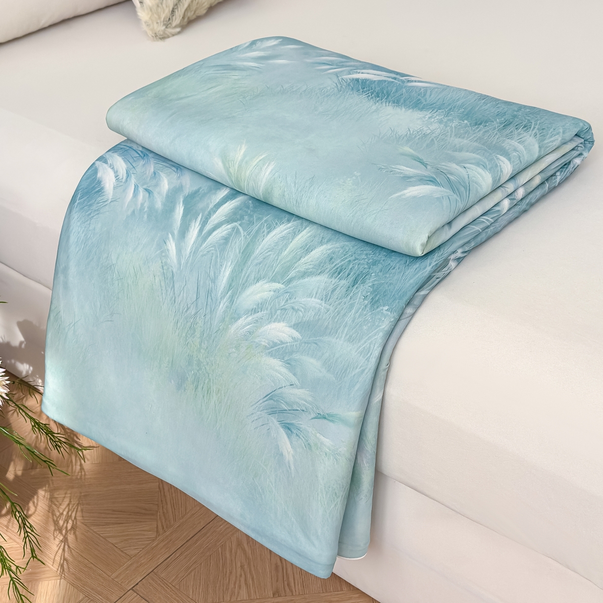 圣尔雅家纺 2026春夏新款数码印花凉感丝夏被夏凉被空调被系列 燕麦