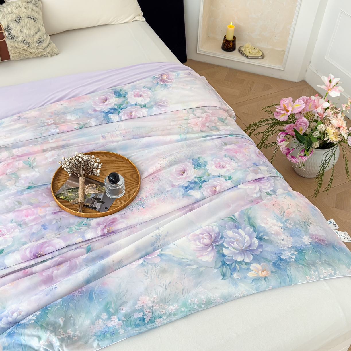 91家纺网 家纺一手货源 找家纺 圣尔雅家纺 2026春夏新款数码印花凉感丝夏被夏凉被空调被系列 盈语