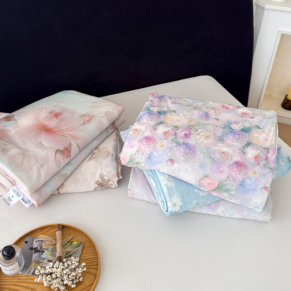 91家纺网 家纺一手货源 找家纺 圣尔雅家纺 2026春夏新款数码印花凉感丝夏被夏凉被空调被系列 组合图