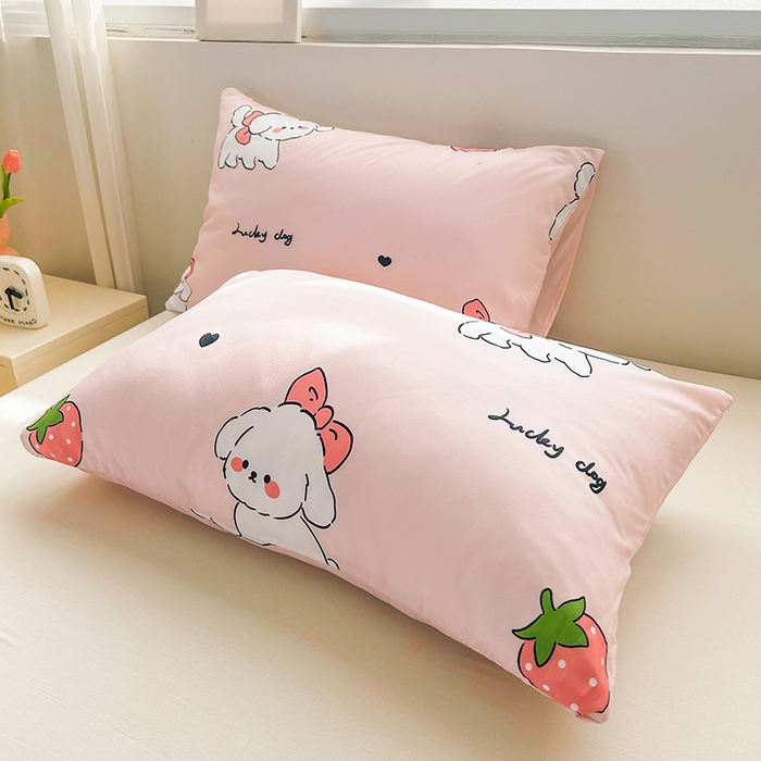 91家纺网 家纺一手货源 找家纺 悦织语 2026新款水洗棉双层纱豆豆被大豆夏凉被 草莓狗