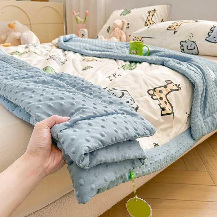 91家纺网 家纺一手货源 找家纺 悦织语 2026新款水洗棉双层纱豆豆被大豆夏凉被 动物总动员