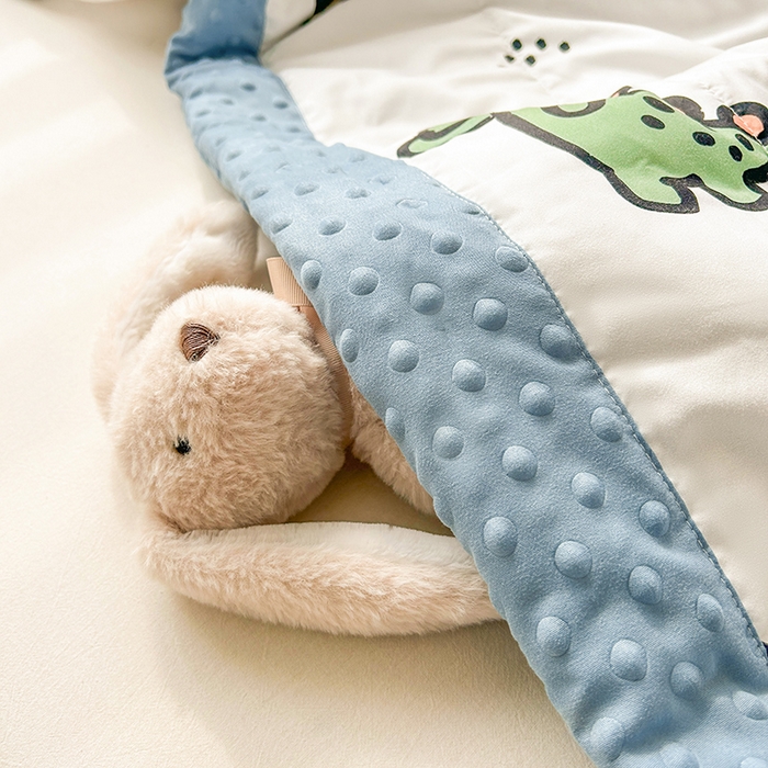 91家纺网 家纺一手货源 找家纺 悦织语 2026新款水洗棉双层纱豆豆被大豆夏凉被 动物总动员