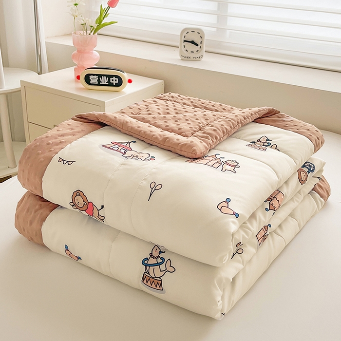 悦织语 2026新款水洗棉双层纱豆豆被大豆夏凉被 嗨皮熊