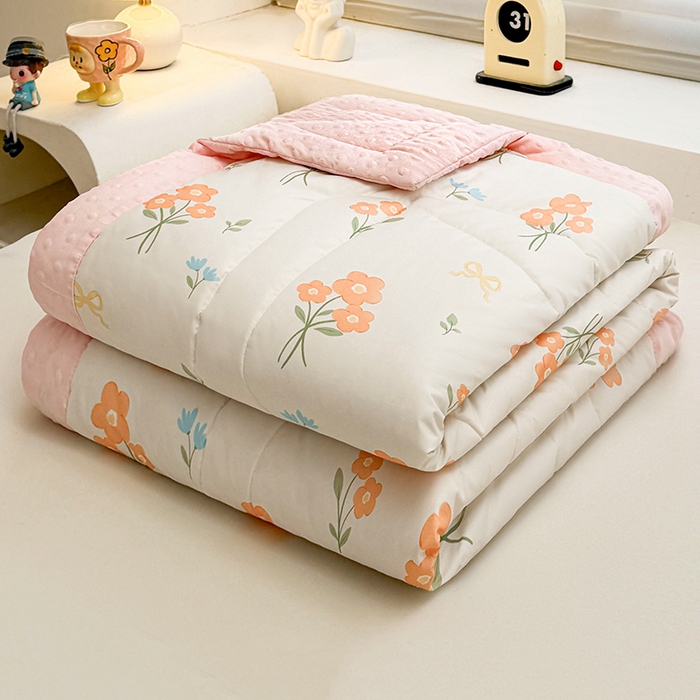 91家纺网 家纺一手货源 找家纺 悦织语 2026新款水洗棉双层纱豆豆被大豆夏凉被 花都仙子