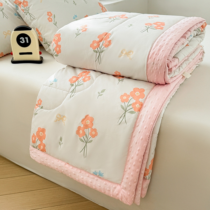 91家纺网 家纺一手货源 找家纺 悦织语 2026新款水洗棉双层纱豆豆被大豆夏凉被 花都仙子