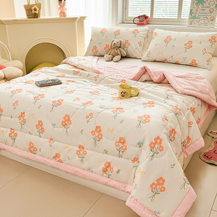 91家纺网 家纺一手货源 找家纺 悦织语 2026新款水洗棉双层纱豆豆被大豆夏凉被 花都仙子