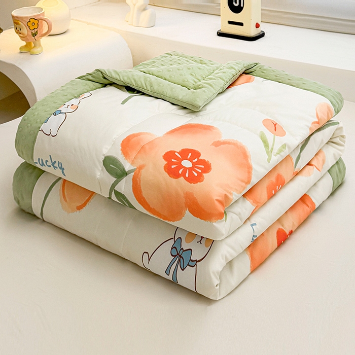 91家纺网 家纺一手货源 找家纺 悦织语 2026新款水洗棉双层纱豆豆被大豆夏凉被 花香谷