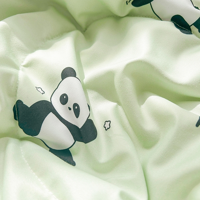 91家纺网 家纺一手货源 找家纺 悦织语 2026新款水洗棉双层纱豆豆被大豆夏凉被 欢乐熊猫