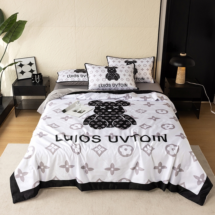 摩卡（乐趣） 2026新款水洗真丝数码印花夏被四件套 熊仔白