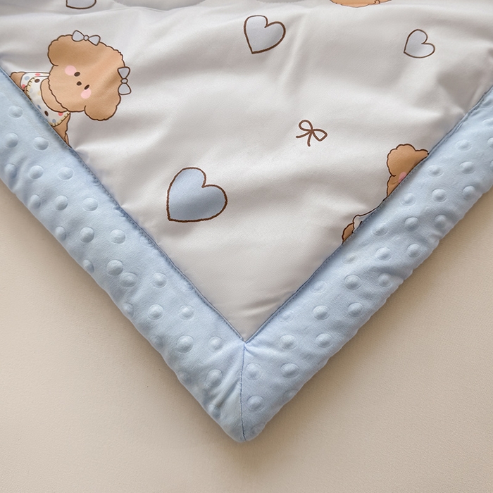 91家纺网 家纺一手货源 找家纺 悦织语 2026新款水洗棉双层纱豆豆被大豆夏凉被 开心小狗