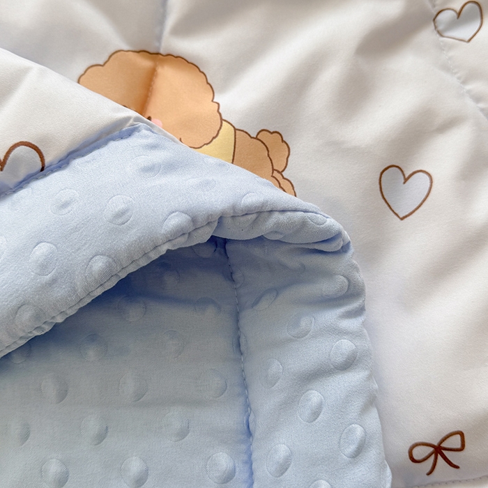 91家纺网 家纺一手货源 找家纺 悦织语 2026新款水洗棉双层纱豆豆被大豆夏凉被 开心小狗