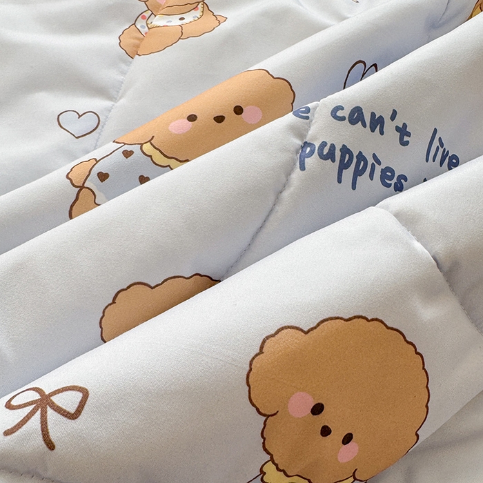 91家纺网 家纺一手货源 找家纺 悦织语 2026新款水洗棉双层纱豆豆被大豆夏凉被 开心小狗