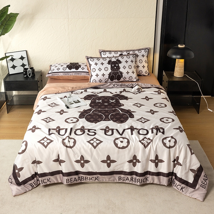 摩卡（乐趣） 2026新款水洗真丝数码印花夏被四件套 熊仔咖
