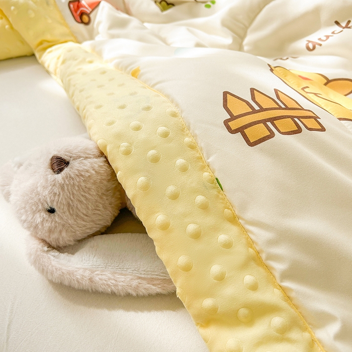 91家纺网 家纺一手货源 找家纺 悦织语 2026新款水洗棉双层纱豆豆被大豆夏凉被 可爱鸭