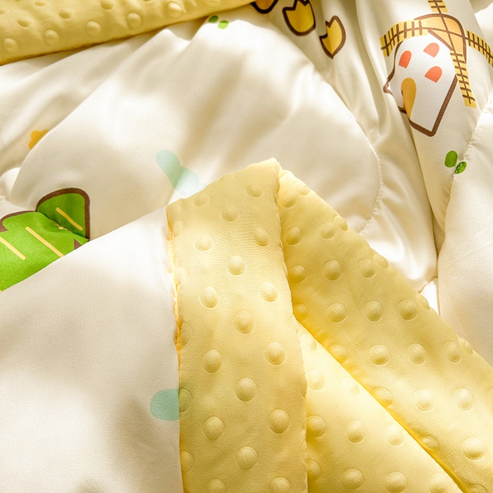 91家纺网 家纺一手货源 找家纺 悦织语 2026新款水洗棉双层纱豆豆被大豆夏凉被 可爱鸭