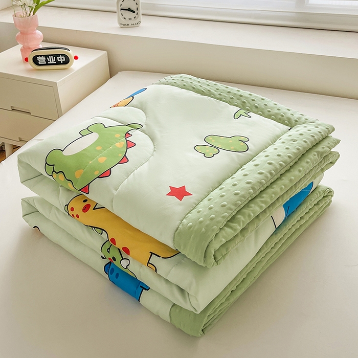 悦织语 2026新款水洗棉双层纱豆豆被大豆夏凉被 恐龙乐园