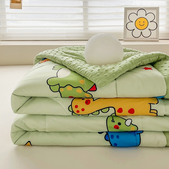 91家纺网 家纺一手货源 找家纺 悦织语 2026新款水洗棉双层纱豆豆被大豆夏凉被 恐龙乐园