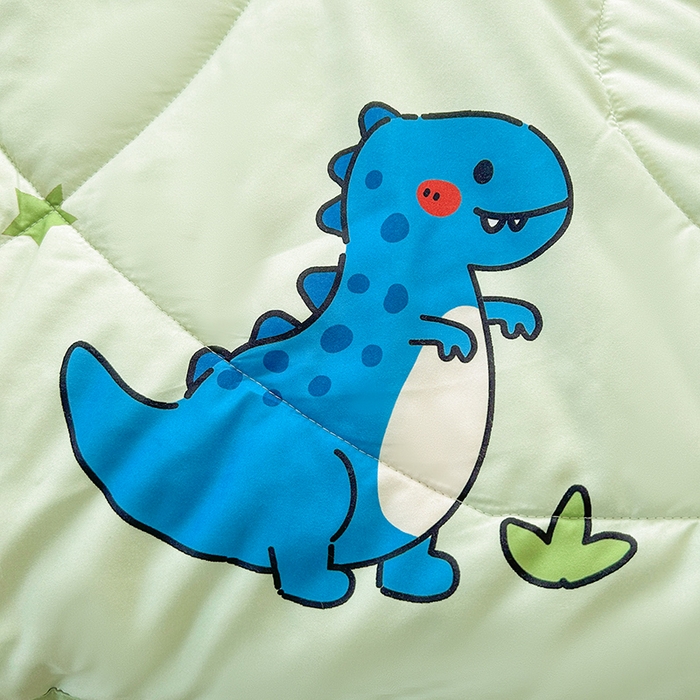 91家纺网 家纺一手货源 找家纺 悦织语 2026新款水洗棉双层纱豆豆被大豆夏凉被 恐龙乐园