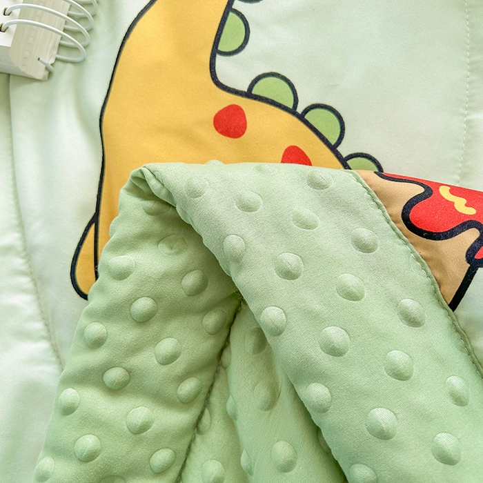 91家纺网 家纺一手货源 找家纺 悦织语 2026新款水洗棉双层纱豆豆被大豆夏凉被 恐龙乐园