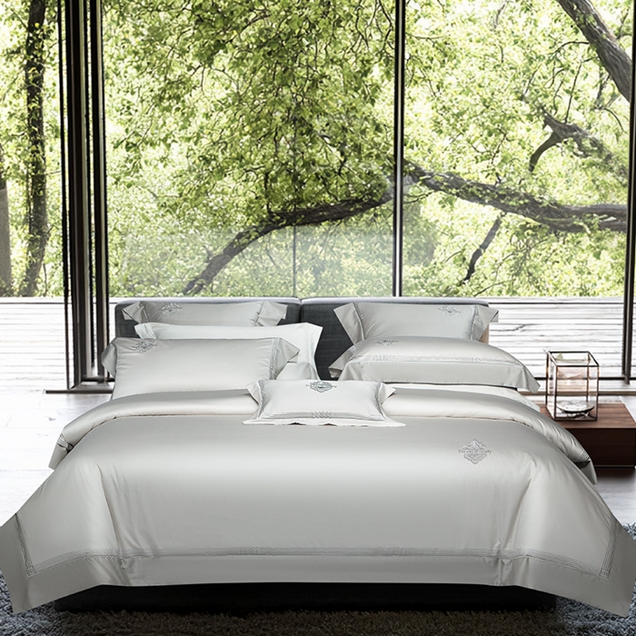 91家纺网 家纺一手货源 找家纺 诗黛尔家纺 2026春夏新款 高端长绒棉刺绣 柏林系列 柏林-绅士灰