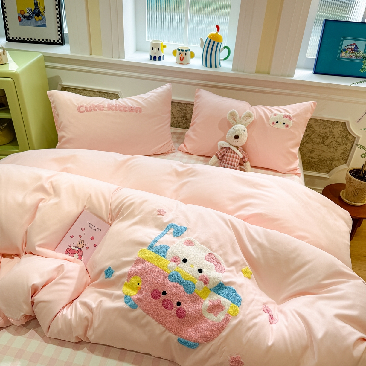 91家纺网 家纺一手货源 找家纺 （总）我心家纺 2026新款水洗棉毛巾绣四件套