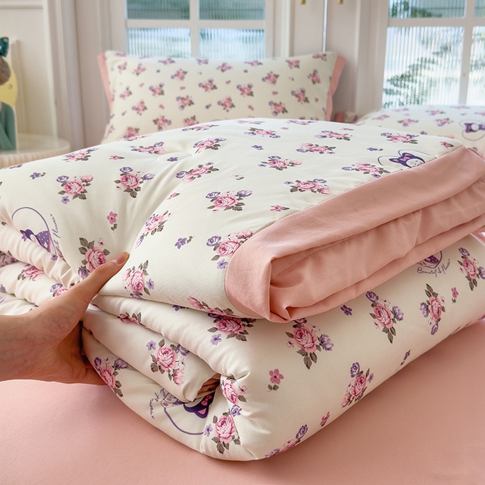 91家纺网 家纺一手货源 找家纺 （总）悦织语 2026新款A类针织棉双层纱韩版夏被四件套空调被