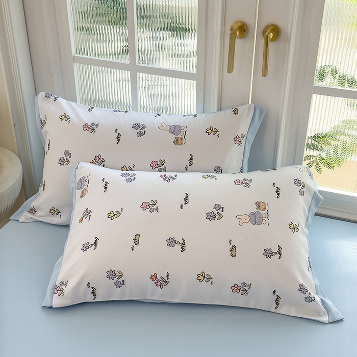 91家纺网 家纺一手货源 找家纺 悦织语 2026新款A类针织棉双层纱韩版夏被四件套空调被 安琪拉兔