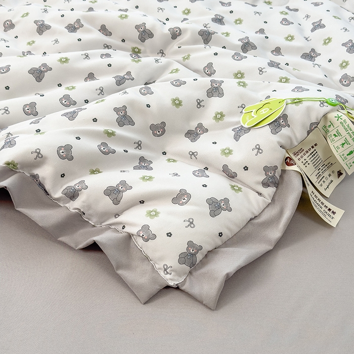 91家纺网 家纺一手货源 找家纺 悦织语 2026新款A类针织棉双层纱韩版夏被四件套空调被 晚安熊