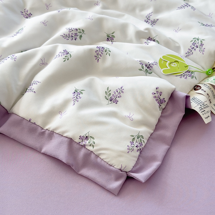 91家纺网 家纺一手货源 找家纺 悦织语 2026新款A类针织棉双层纱韩版夏被四件套空调被 紫萱