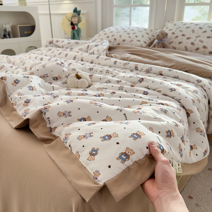 91家纺网 家纺一手货源 找家纺 悦织语 2026新款A类针织棉双层纱韩版夏被四件套空调被 希格文