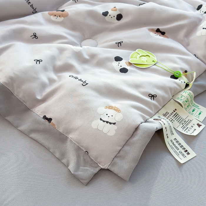 91家纺网 家纺一手货源 找家纺 悦织语 2026新款A类针织棉双层纱韩版夏被四件套空调被 小狗日记