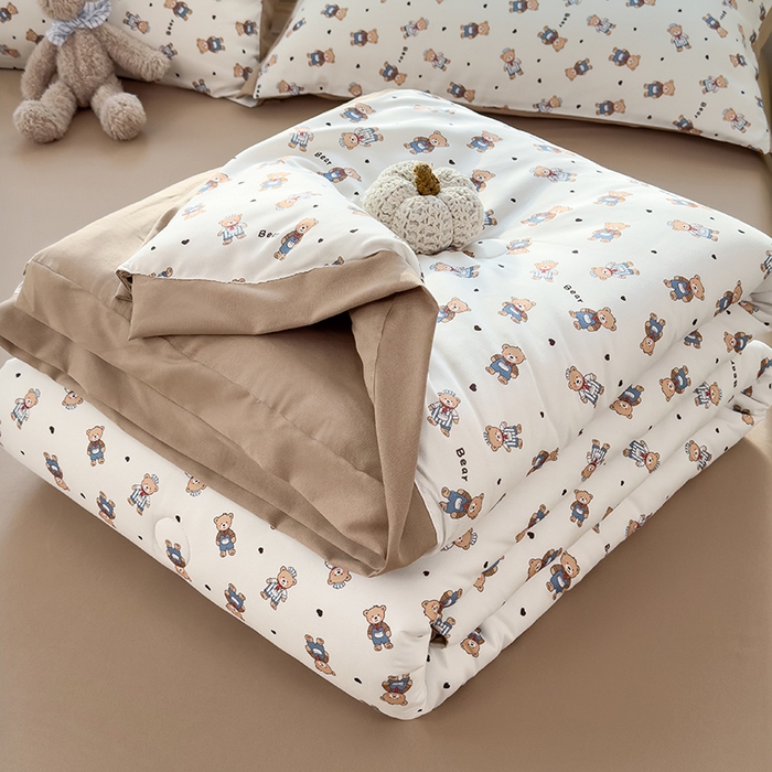 91家纺网 家纺一手货源 找家纺 悦织语 2026新款A类针织棉双层纱韩版夏被四件套空调被 希格文