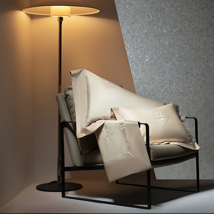 91家纺网 家纺一手货源 找家纺 诗黛尔家纺 2026春夏新款 高端长绒棉刺绣 柏林系列 柏林-卡其色