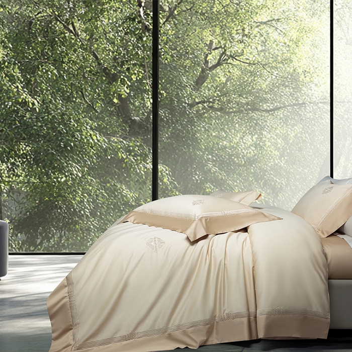 91家纺网 家纺一手货源 找家纺 诗黛尔家纺 2026春夏新款 高端长绒棉刺绣 柏林系列 柏林-卡其色